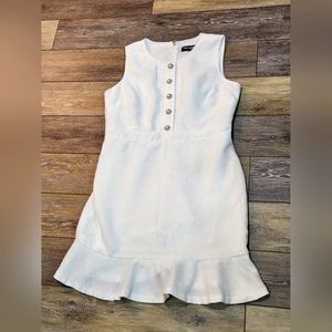 Karl Lagerfeld white sheath dress with a ruffle hem